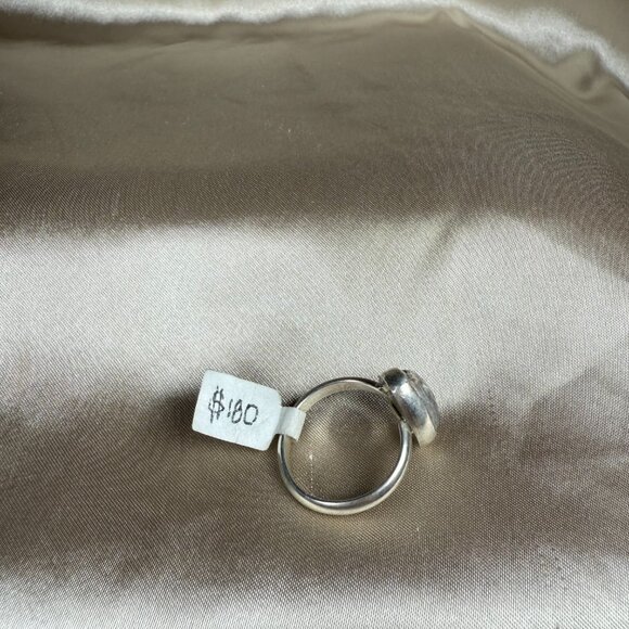 Handmade Silver Gray Boulder Opal Ring Pear Natural Gemstone Jewelry Size 9.25 - Picture 2 of 4